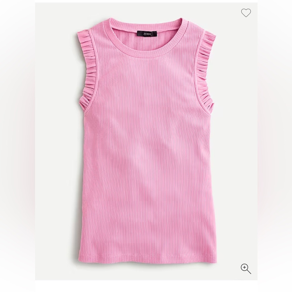 worn once, XXS, J. Crew, Ribbed ruffle tank, Pink, Sleeveless Women's Top